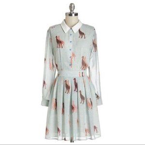 RARE Modcloth Walk Tall Collared A-Line Dress Giraffes Jungle Quirky Animal S 4